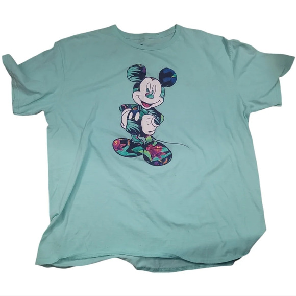 Disney Other - Disney Mickey Mouse mint green tropical floral print t shirt tee unisex 2x